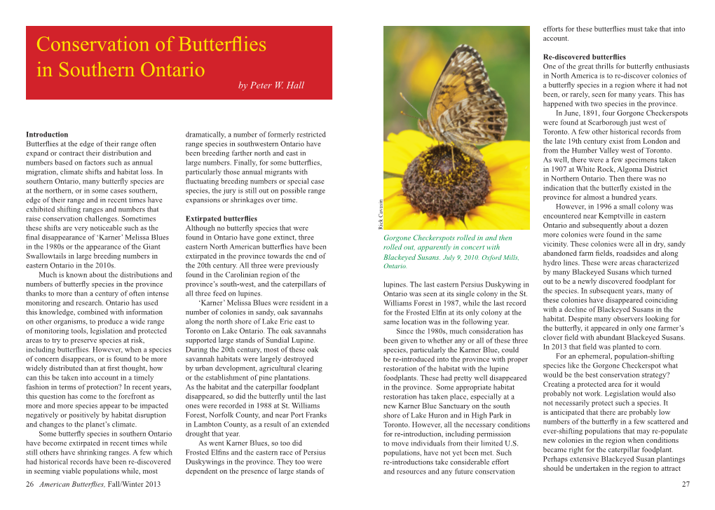 Conservation of Butterflies in Southern Ontario