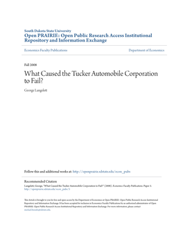 What Caused the Tucker Automobile Corporation to Fail? George Langelett