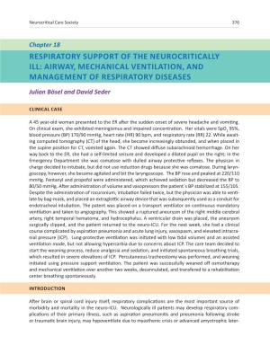 Respiratory Support of the Neurocritically Ill: Airway, Mechanical Ventilation, and Management of Respiratory Diseases