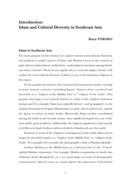 Introduction: Islam and Cultural Diversity in Southeast Asia