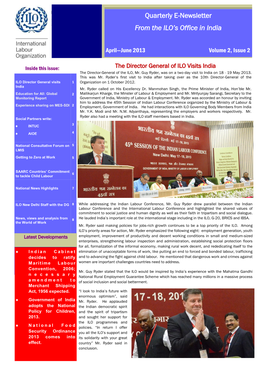 ILO India Newsletter, April-June 2013Pdf