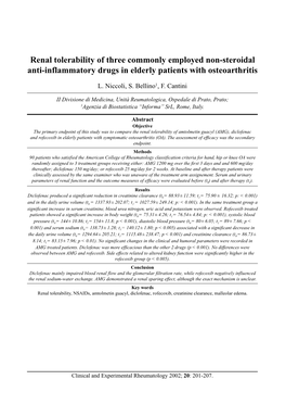 Renal Tolerability of Three Commonly Employed Non-Steroidal Anti-Inflammatory Drugs in Elderly Patients with Osteoarthritis