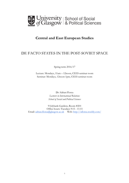 De Facto States in the Post-Soviet Space