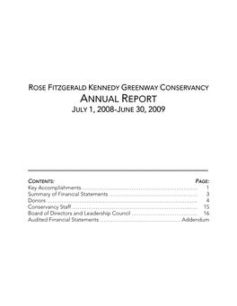 Annual Report July 1, 2008-June 30, 2009