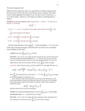 Math 131Infinite Series, Part IV: the Limit Comparisontest
