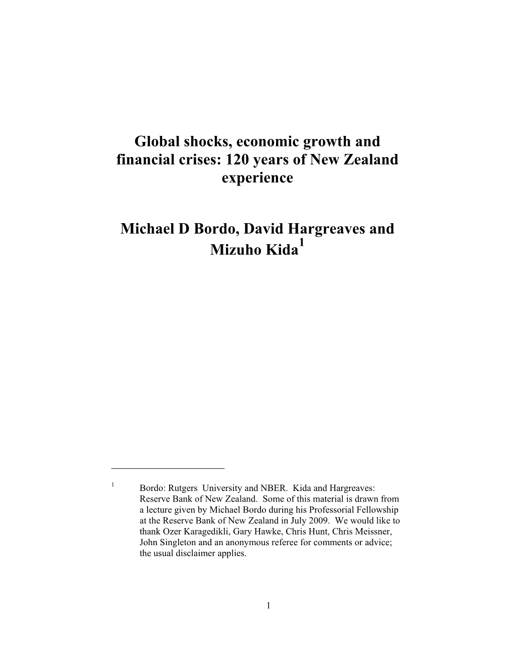 Global Shocks, Economic Growth and Financial Crises: 120 Years of New Zealand Experience