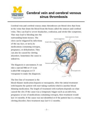 Cerebral Vein and Cerebral Venous Sinus Thrombosis