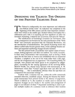 Designing the Talmud: the Origins of the Printed Talmudic Page