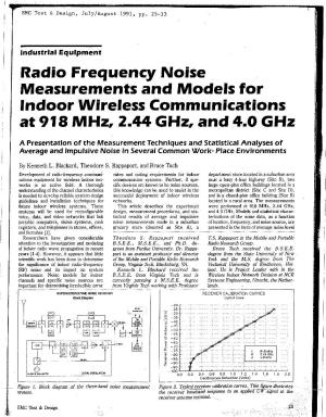 Radio Frequency Noise Measurements and Models for Indoor Wireless Communications at 918 Mhz, 2.44 Ghz, and ,4.0 Ghz