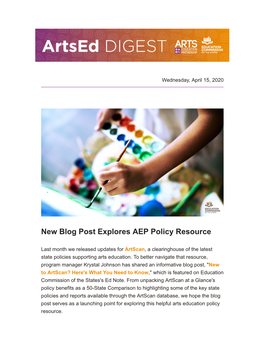 Artsed Digest New Blog Post Explores AEP Policy Resource