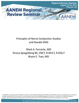 Principles of Nerve Conduction Studies and Needle EMG