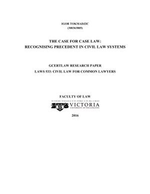 Recognising Precedent in Civil Law Systems