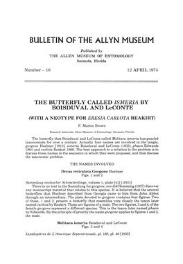 THE BUTTERFLY CALLED ISMERIA by BOISDUVAL and Leconte