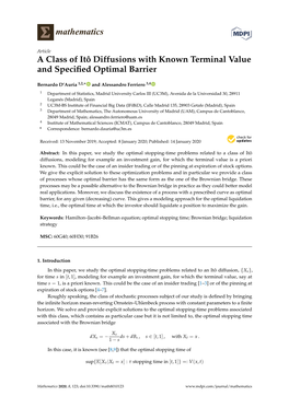 A Class of Itô Diffusions with Known Terminal Value and Speciﬁed Optimal Barrier