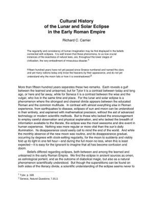 Cultural History of the Lunar and Solar Eclipse in the Early Roman Empire