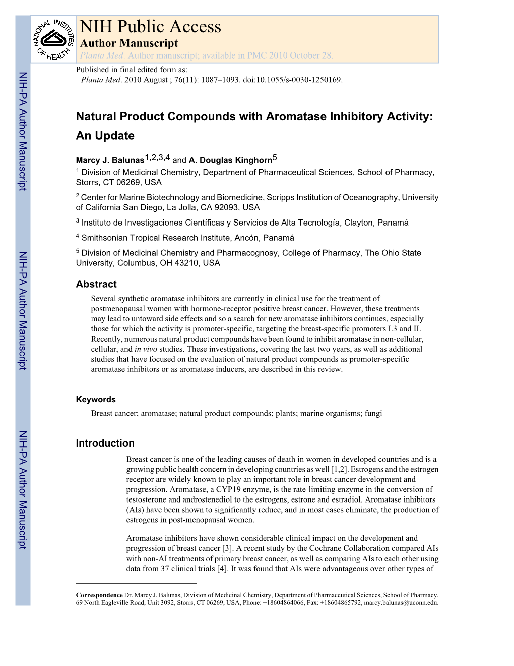 NIH Public Access Author Manuscript Planta Med