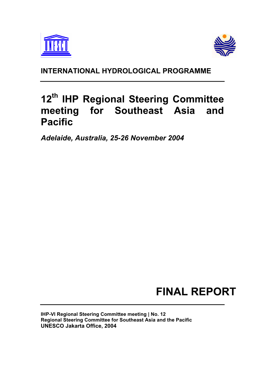 IHP Regional Steering Committee Meeting for Southeast Asia and Pacific