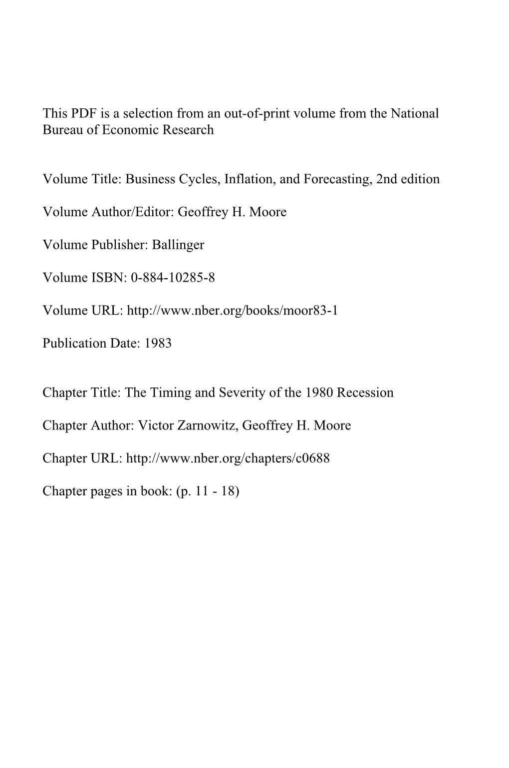 The Timing and Severity of the 1980 Recession