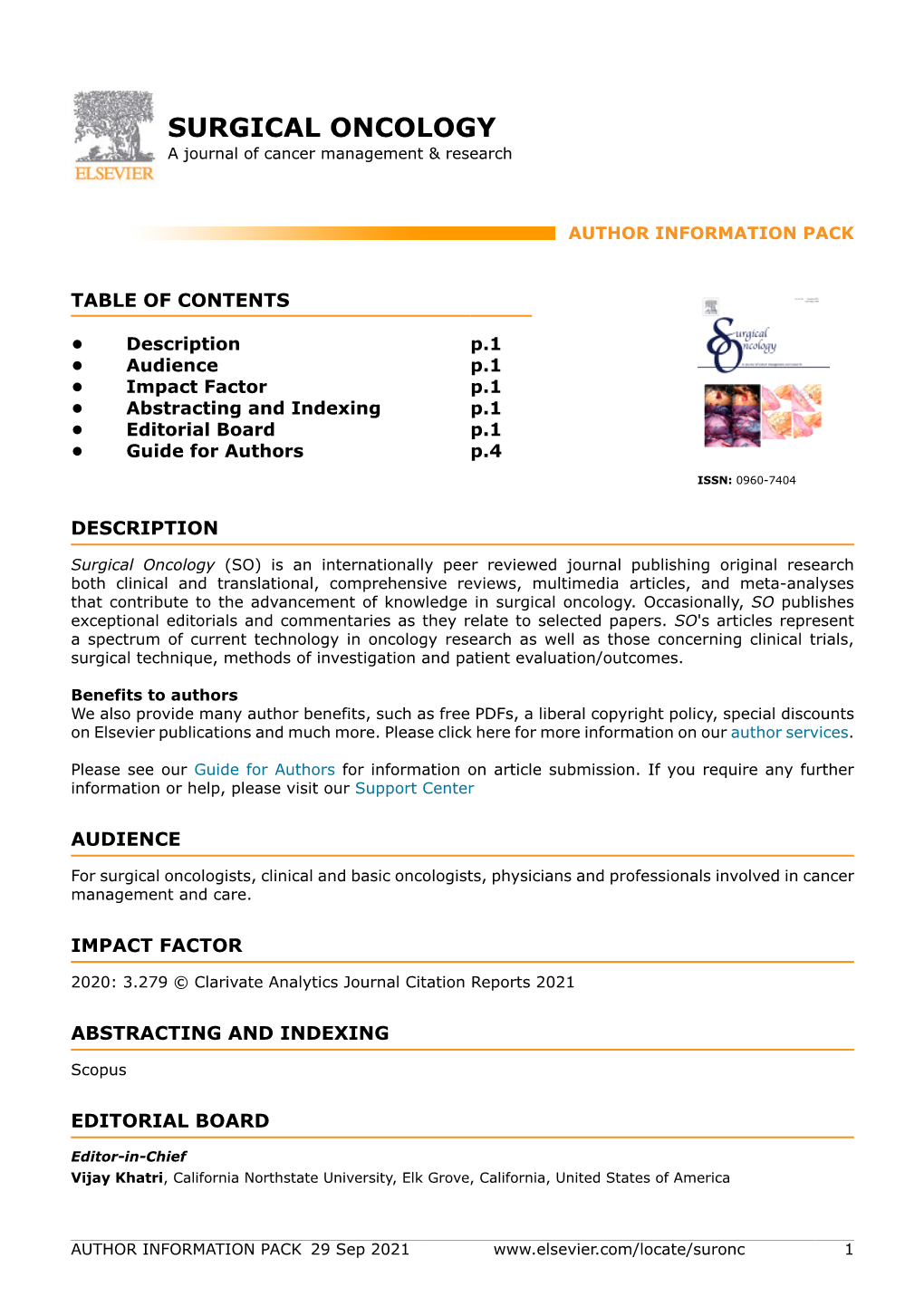 SURGICAL ONCOLOGY a Journal of Cancer Management & Research