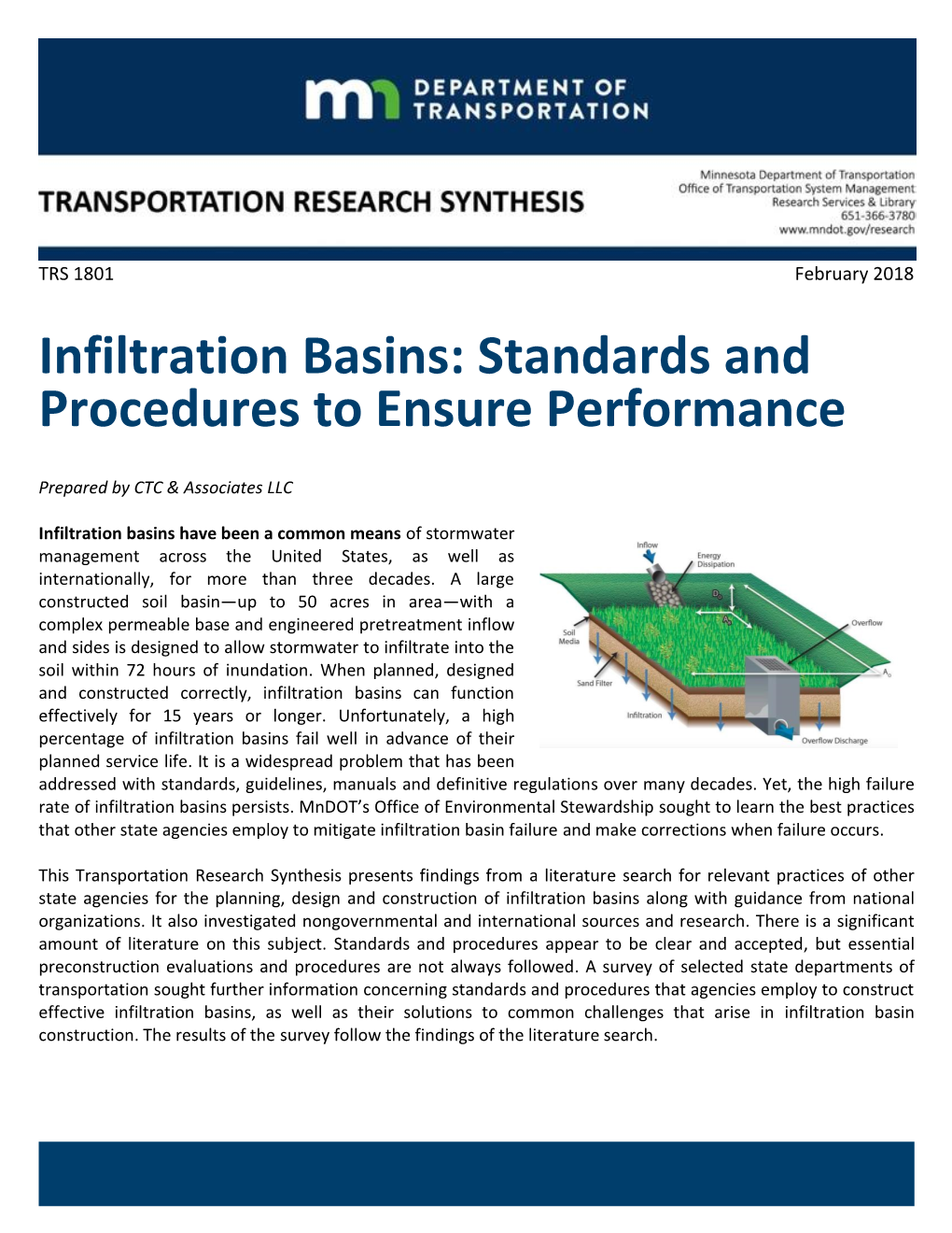 Infiltration Basins: Standards and Procedures to Ensure Performance