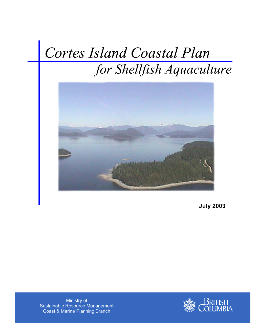 Cortes Island Coastal Plan for Shellfish Aquaculture