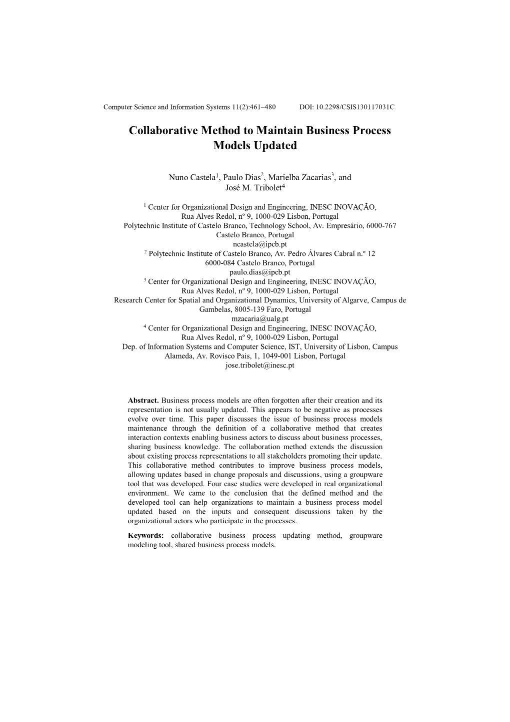 Collaborative Method to Maintain Business Process Models Updated