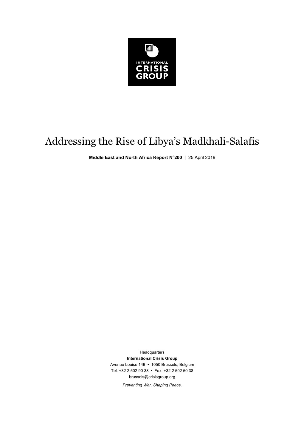 Addressing the Rise of Libya's Madkhali-Salafis