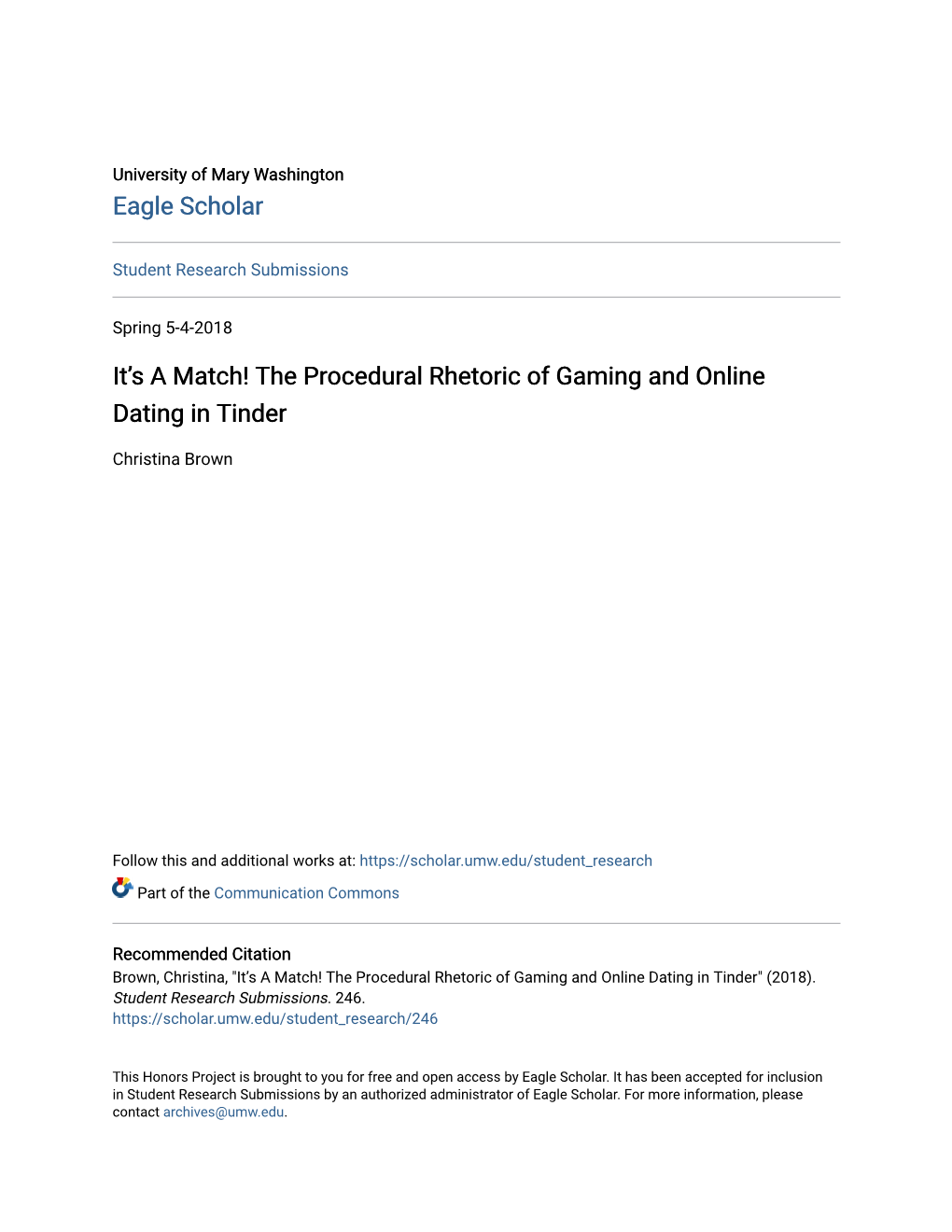 The Procedural Rhetoric of Gaming and Online Dating in Tinder