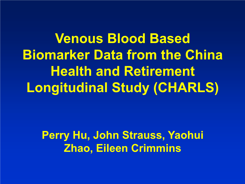 Venous Blood Based Biomarker Data from CHARLS