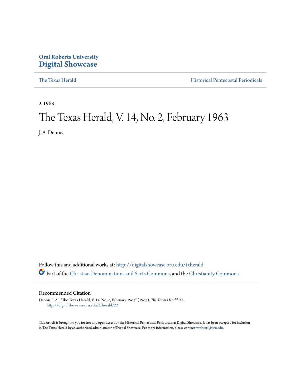 The Texas Herald, V. 14, No. 2, February 1963