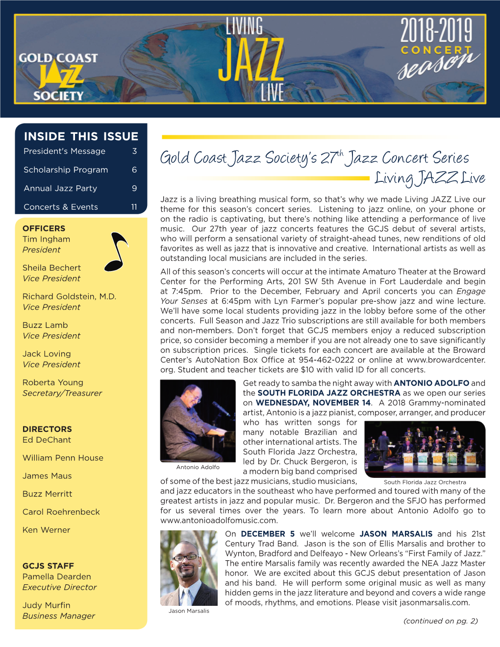 Gold Coast Jazz Society's 27Th Jazz Concert Series Living JAZZ Live