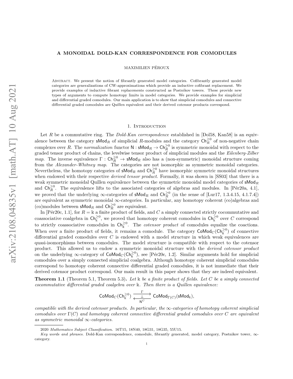 A Monoidal Dold-Kan Correspondence for Comodules
