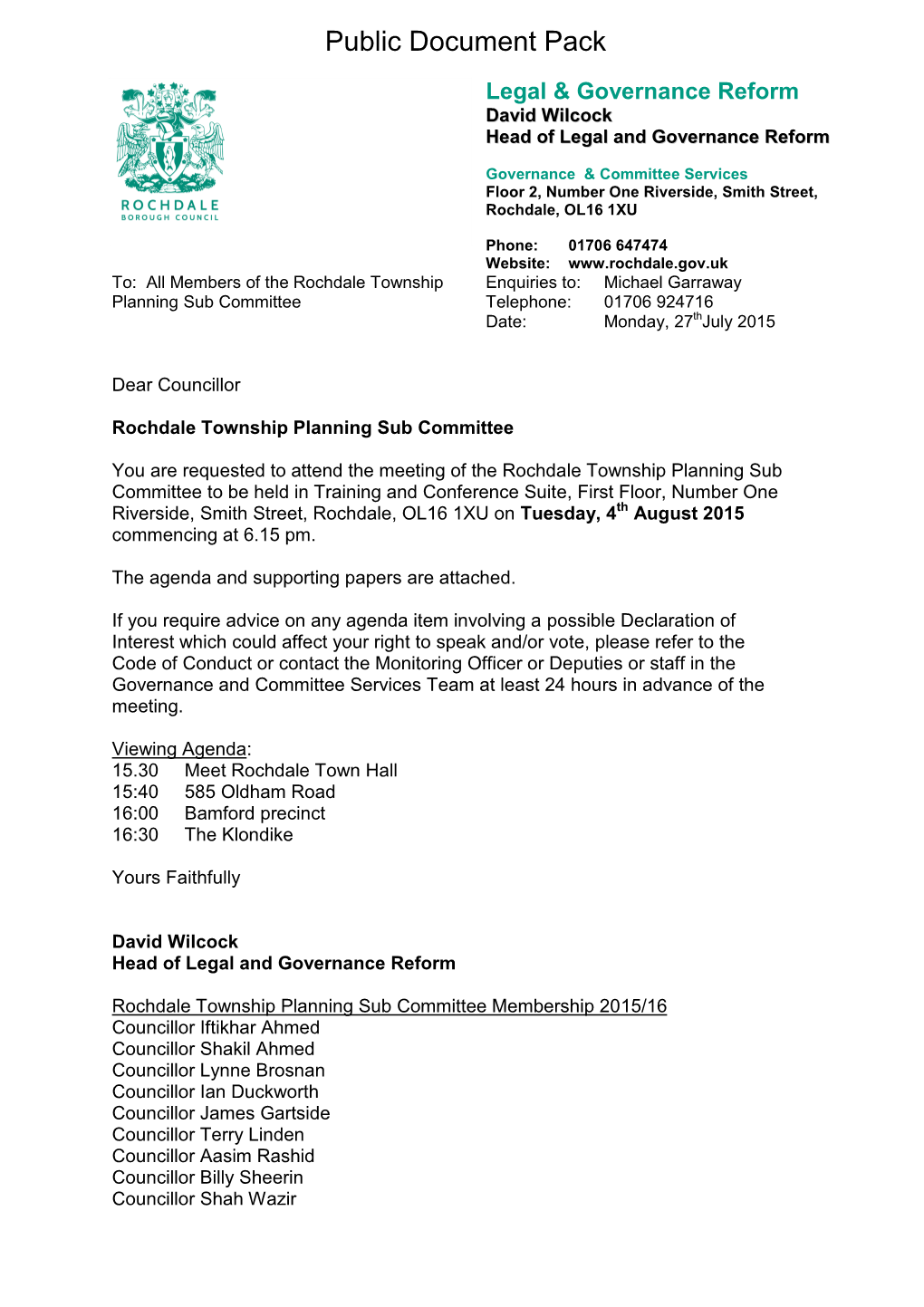 (Public Pack)Agenda Document for Rochdale Township Planning Sub