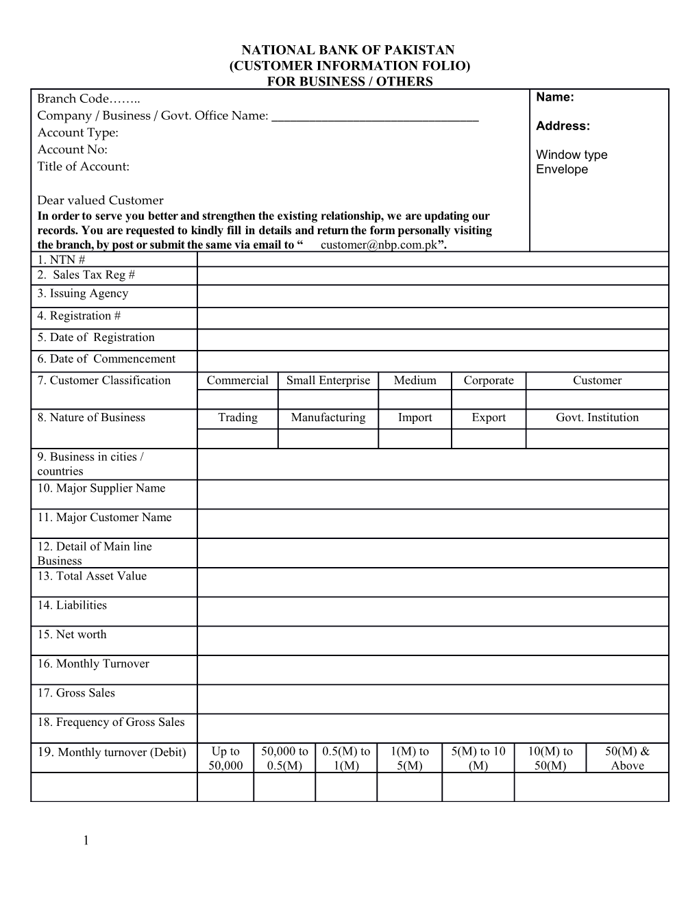 Customer Information Folio