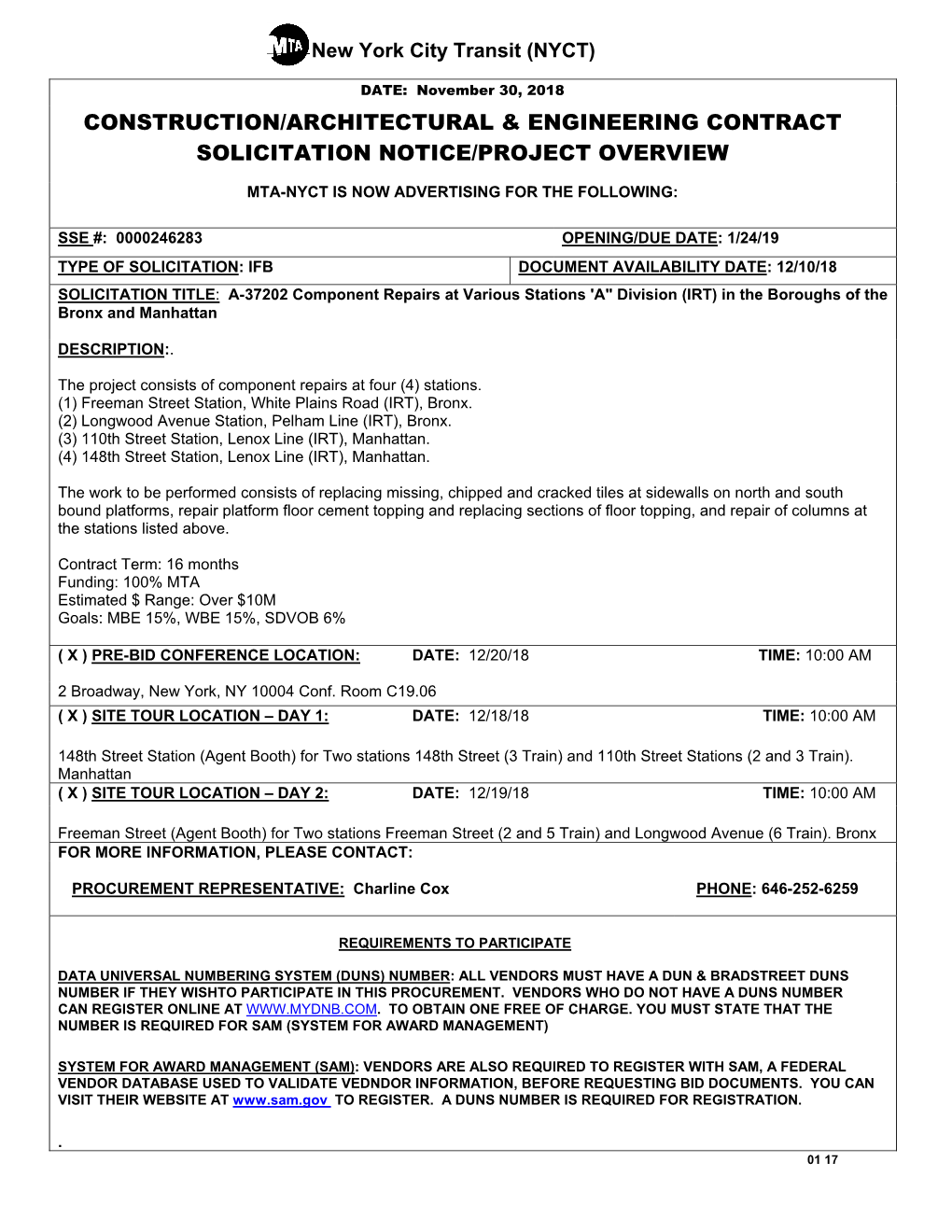 Construction/Architectural & Engineering Contract