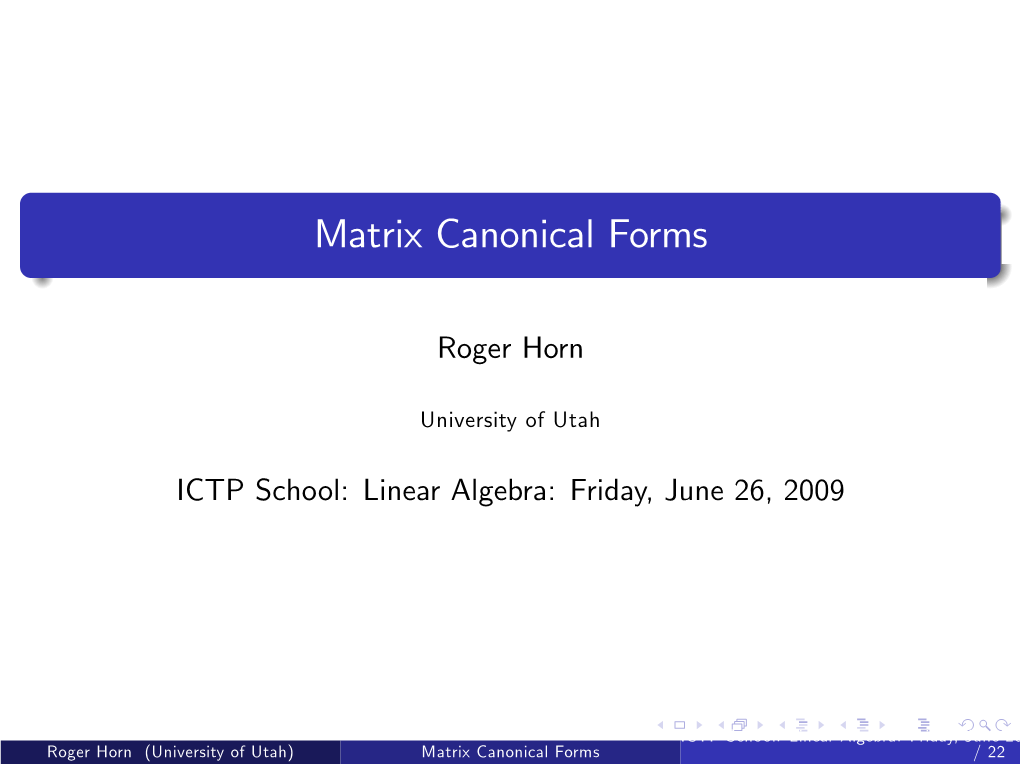 Matrix Canonical Forms