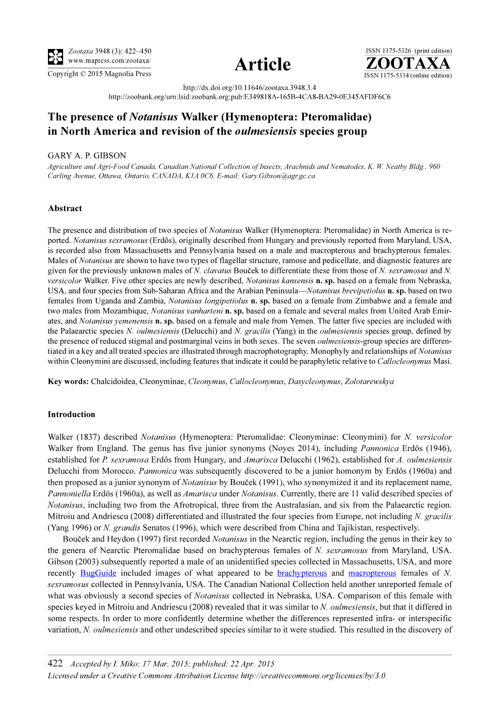 Hymenoptera: Pteromalidae) in North America and Revision of the Oulmesiensis Species Group