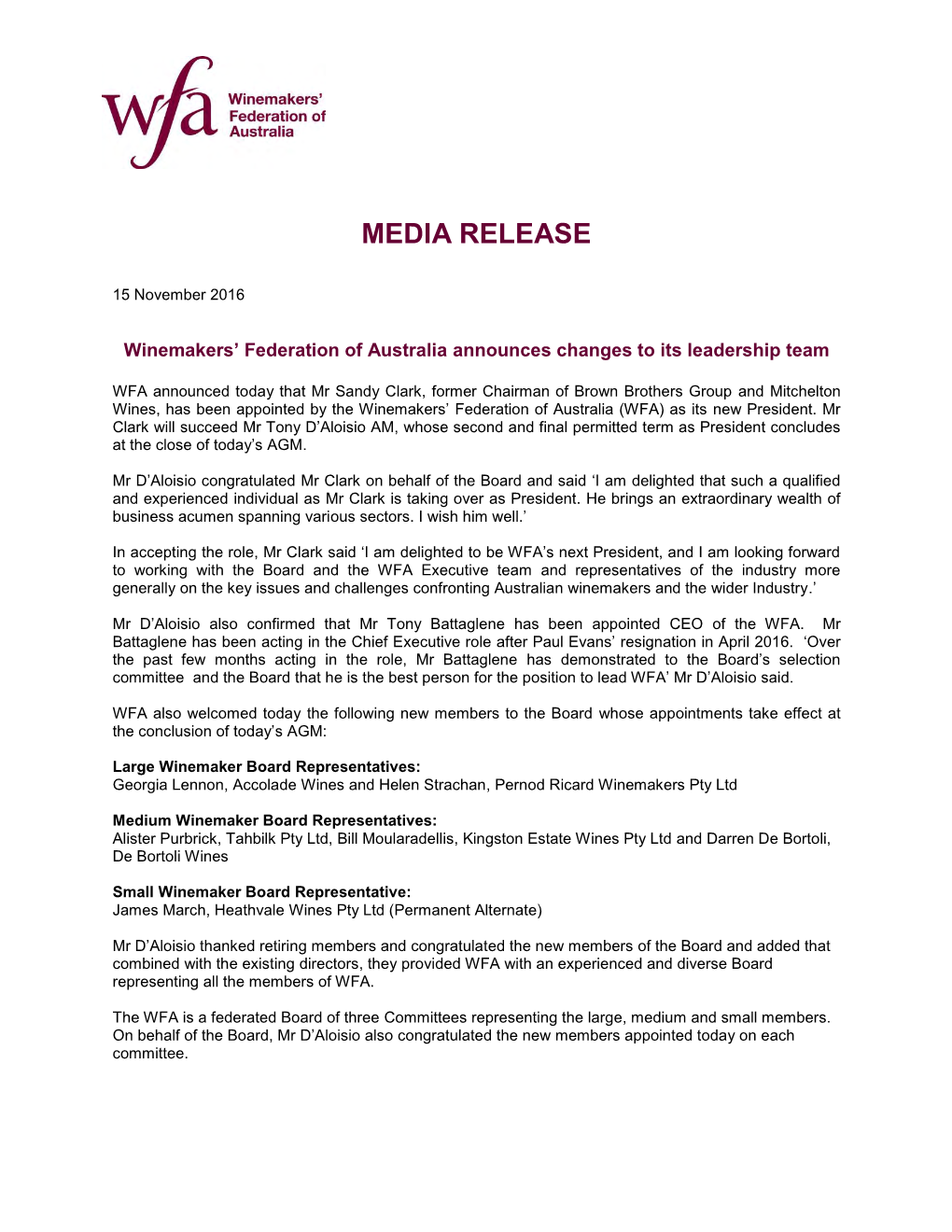 Media Release