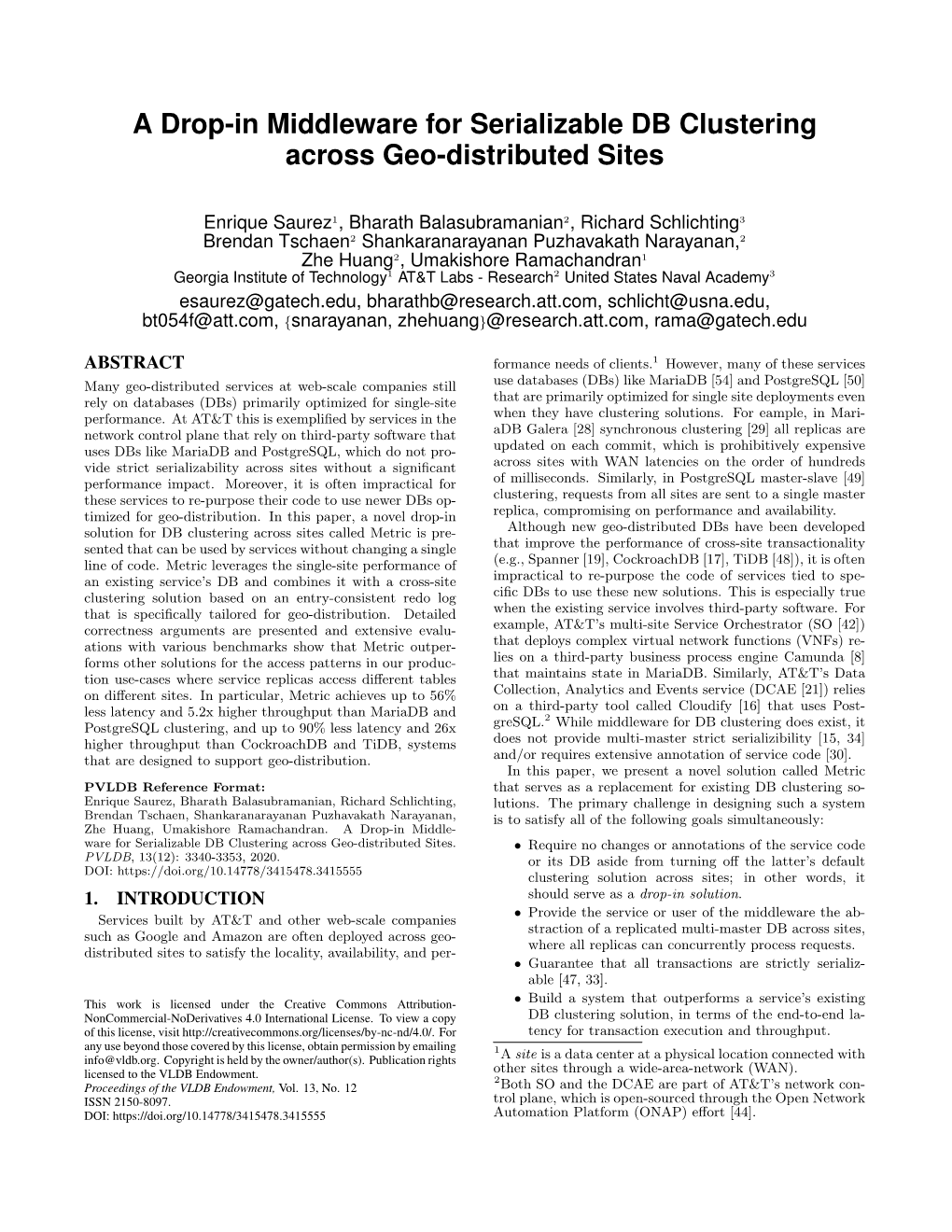 A Drop-In Middleware for Serializable DB Clustering Across Geo-Distributed Sites