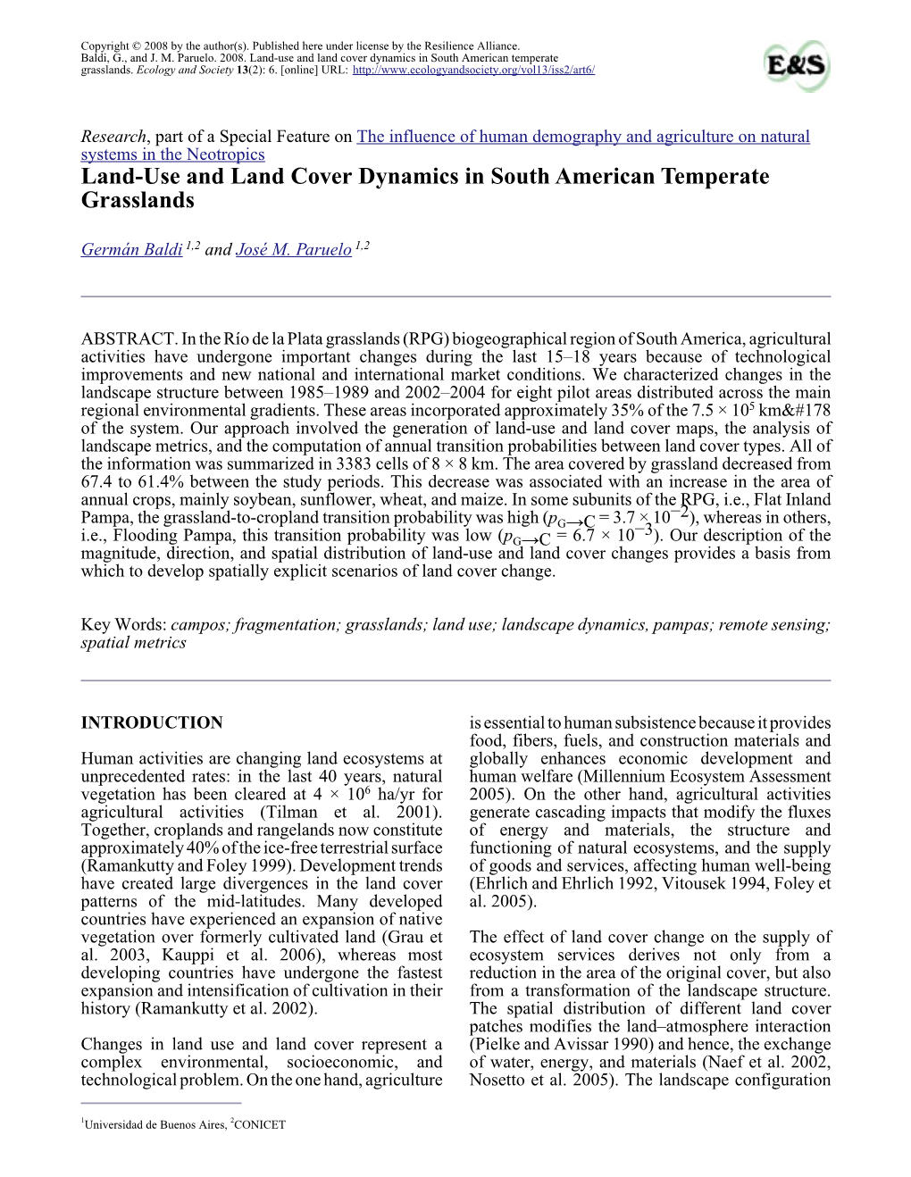 Land-Use and Land Cover Dynamics in South American Temperate Grasslands