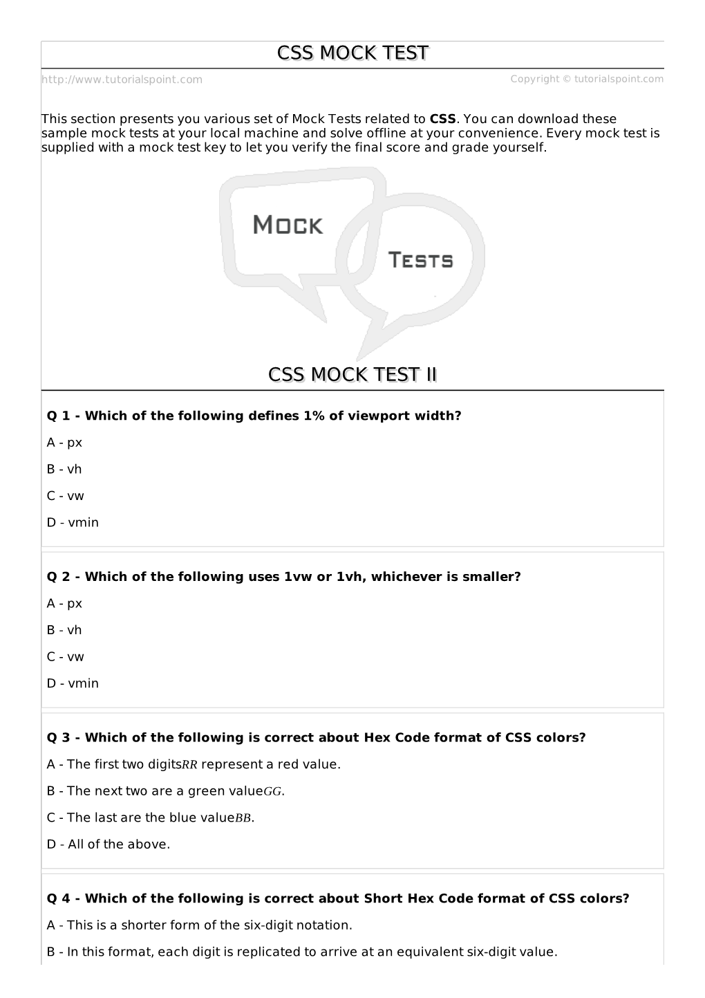 CSS Mock Test