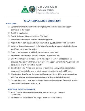 Grant Application Check List