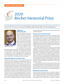 2020 Bôcher Memorial Prize
