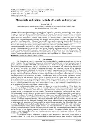 Masculinity and Nation: a Study of Gandhi and Savarkar