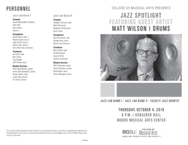 Jazz Spotlight Featuring Guest Artist Matt Wilson