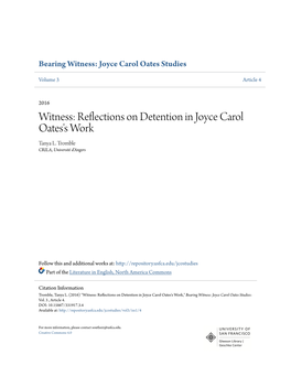 Witness: Reflections on Detention in Joyce Carol Oates's Work Tanya L