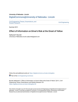 Effect of Information on Driver's Risk at the Onset of Yellow