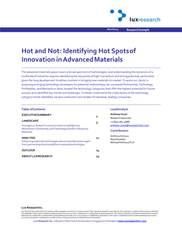 Identifying Hot Spotsof Innovation in Advanced Materials
