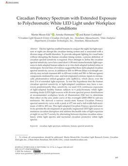 Circadian Potency Spectrum with Extended Exposure to Polychromatic White LED Light Under Workplace Conditions