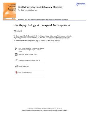 Health Psychology at the Age of Anthropocene